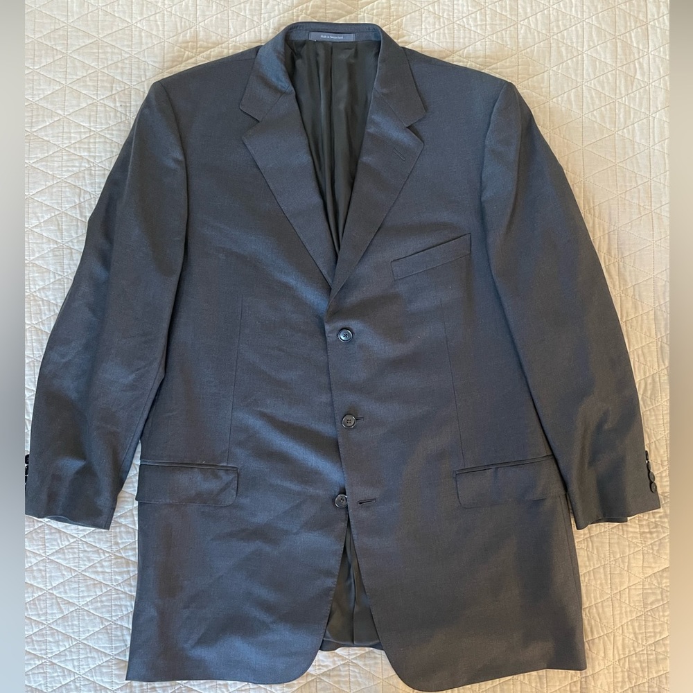 Ermenegildo Zegna Vintage Trofeo Superfine Wool Suit Jacket in Gray Size 48 XL‎